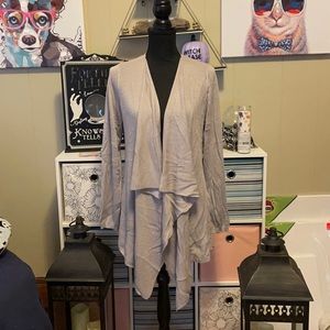 Gray women’s cardigan top rib stitch